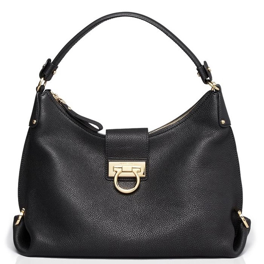 SALVATORE FERRAGAMO Fanisa Small Pebbled Leather Hobo Excellent Condition